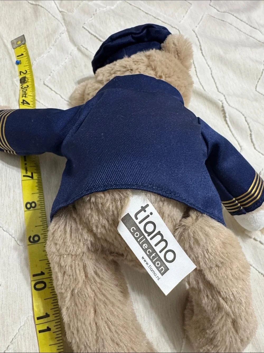 Brown Pilot Bear Plush in Navy Uniform